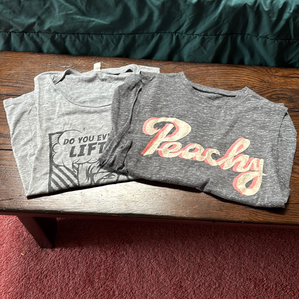 Bundle two gray workout muscle tanks small peachy
Cartoon